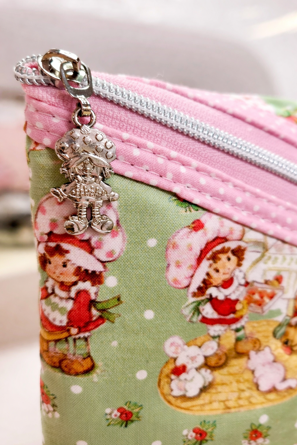 80's Strawberry Girl Diagonal Zippered Pouch for E-Readers, Tablets, iPads, Sunglasses
