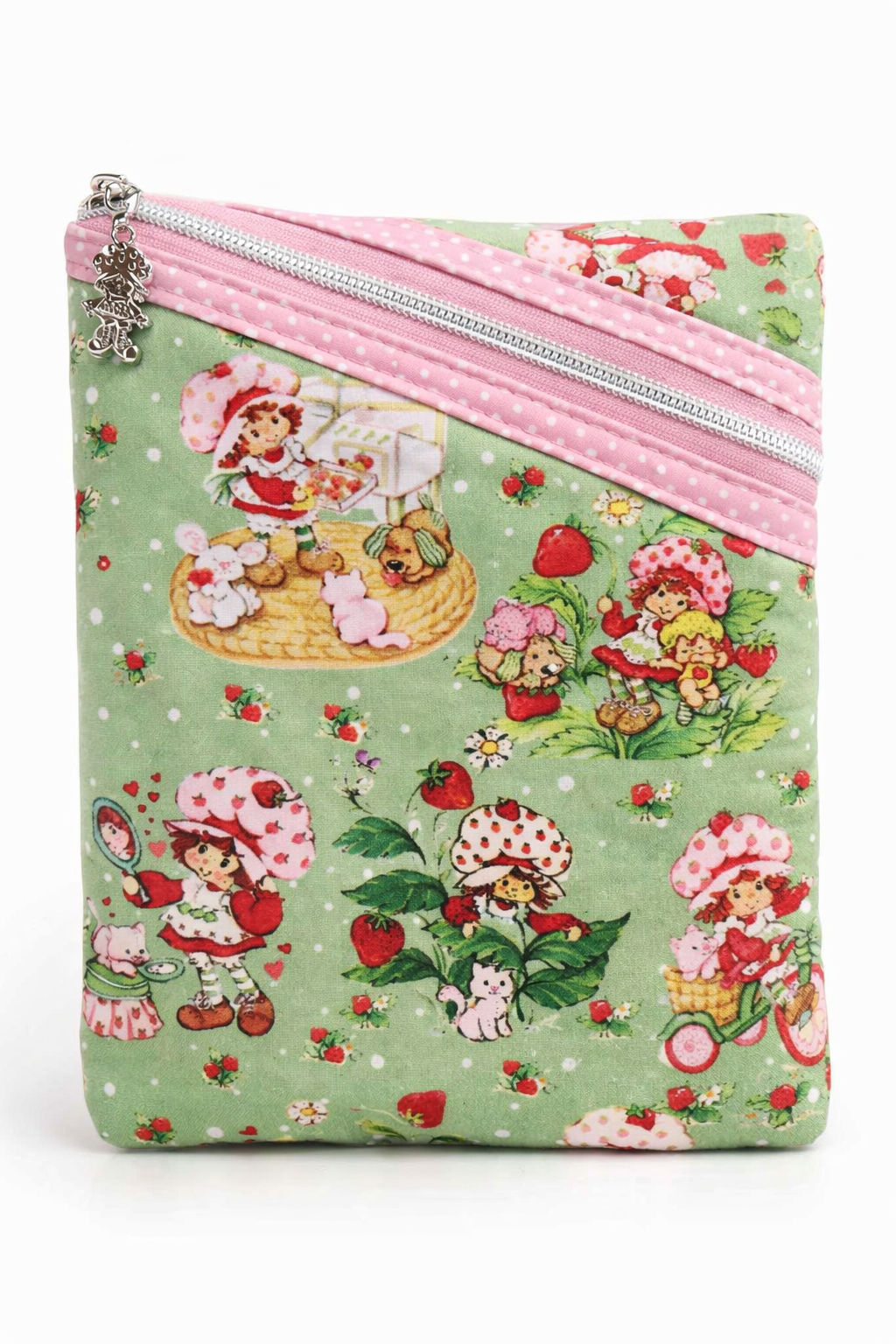 80's Strawberry Girl Diagonal Zippered Pouch for E-Readers, Tablets, iPads, Sunglasses