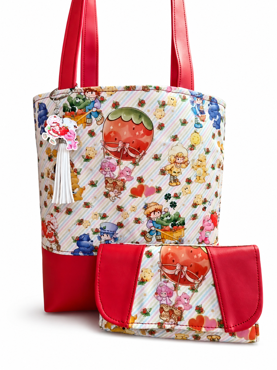 Strawberry Girl Caring Bears Collab Red Simple Tote Bag