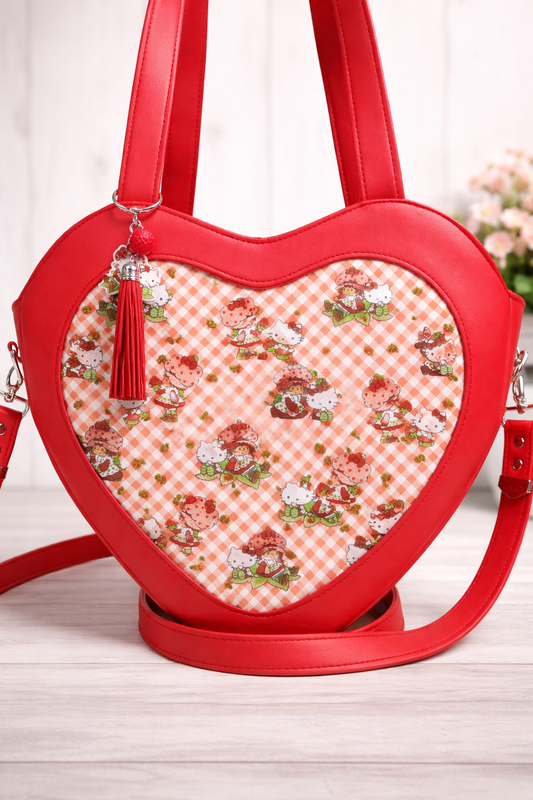 READY TO SHIP! 80's Strawberry Girl & Kitty Heart Tote