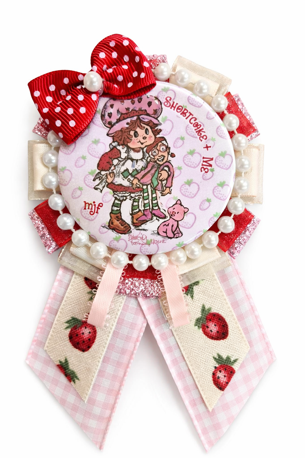Button Rosette! Shortcake & Me, Blueberry Muffin, Lemon Meringue, Orange Blossom Original Character Art Collab with Creator Muriel J. Fahrion