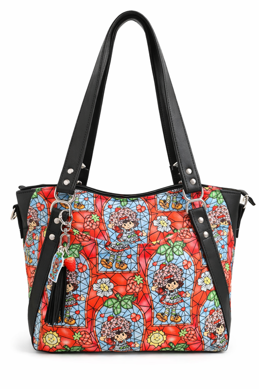Scented Option! 80's Strawberry Girl Stained Glass Large Handbag