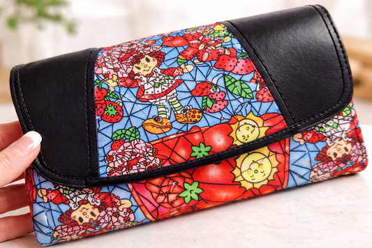 80's Strawberry Girl Stained Glass Accordion Wallet