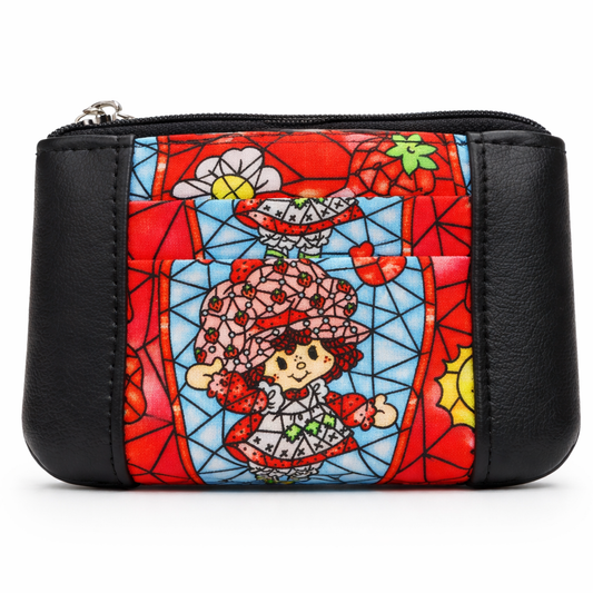 80's Strawberry Girl Stained Glass Zip-Up Cardholder
