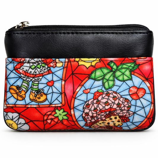 80's Strawberry Girl Stained Glass Zip-Up Cardholder