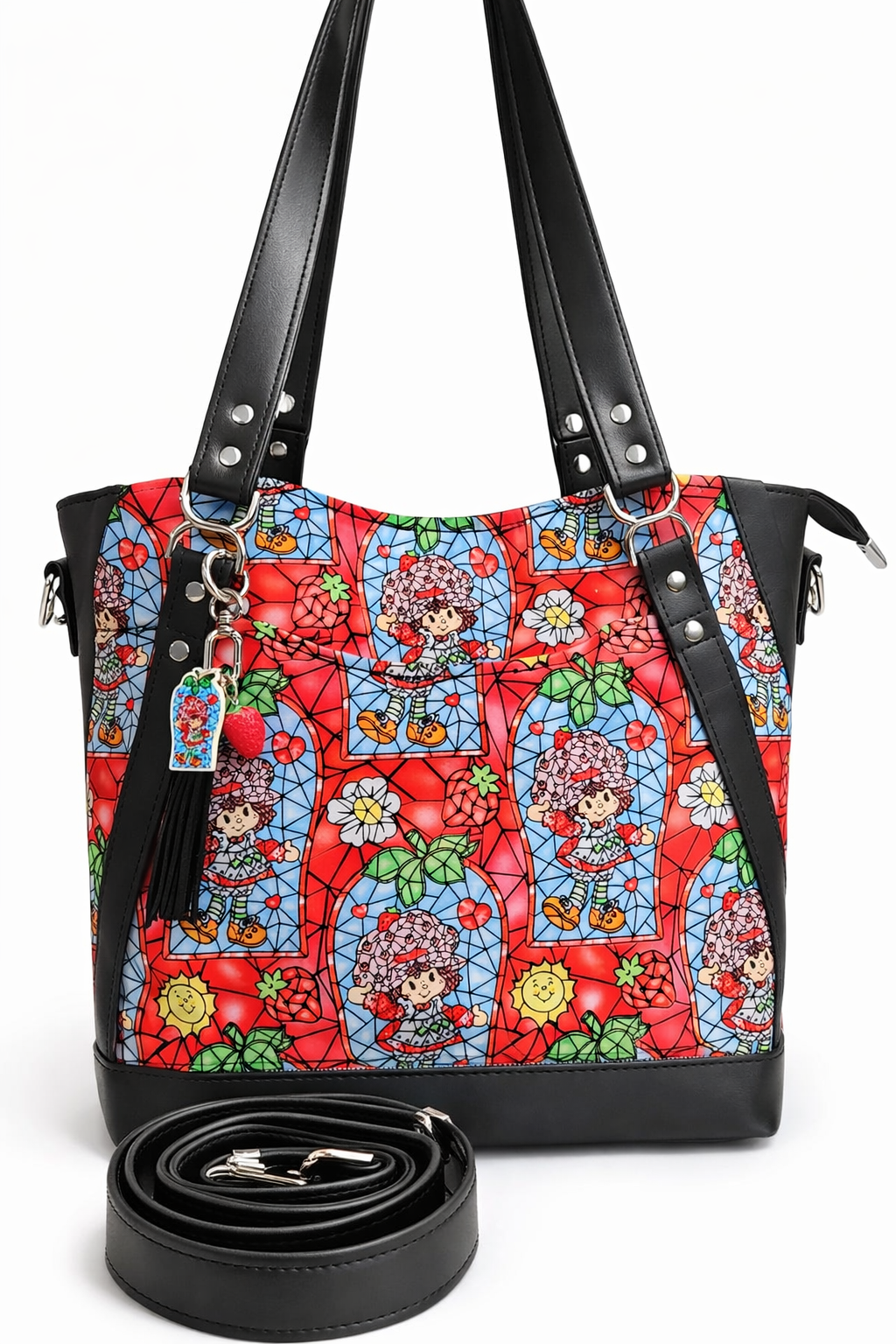 Scented Option! 80's Strawberry Girl Stained Glass Large Handbag