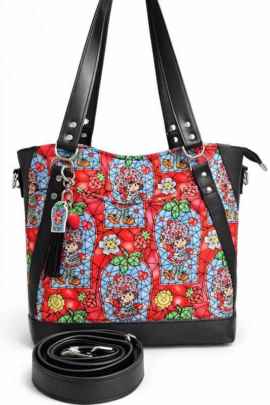 Scented Option! 80's Strawberry Girl Stained Glass Large Handbag