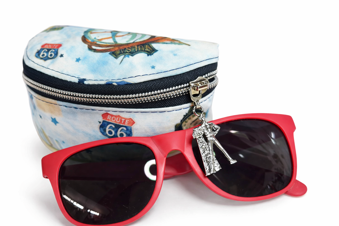 READY TO SHIP! Route 66 Tulsa Icons Zippered Sunglasses Glasses Case