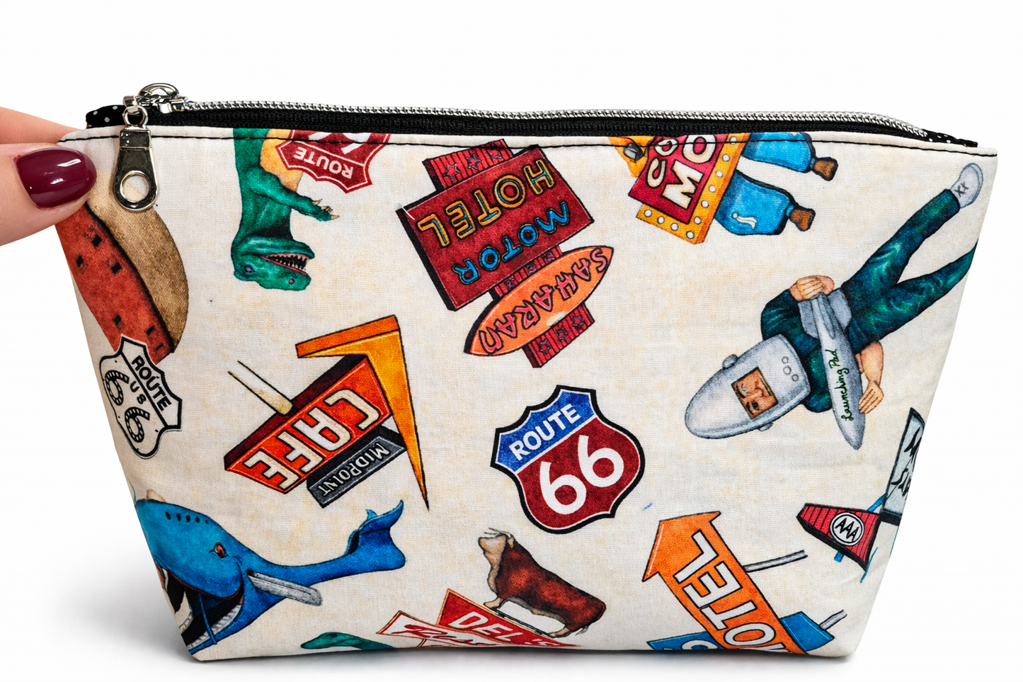 Route 66 USA Icons Squared Zipper Pouch Two Sizes