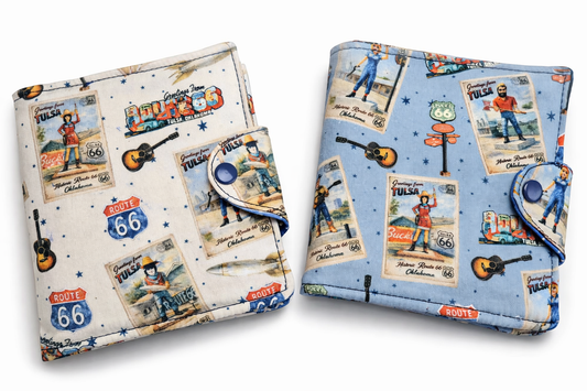 Buck Atoms Greetings Postcard Route 66 Tulsa Passport Wallet
