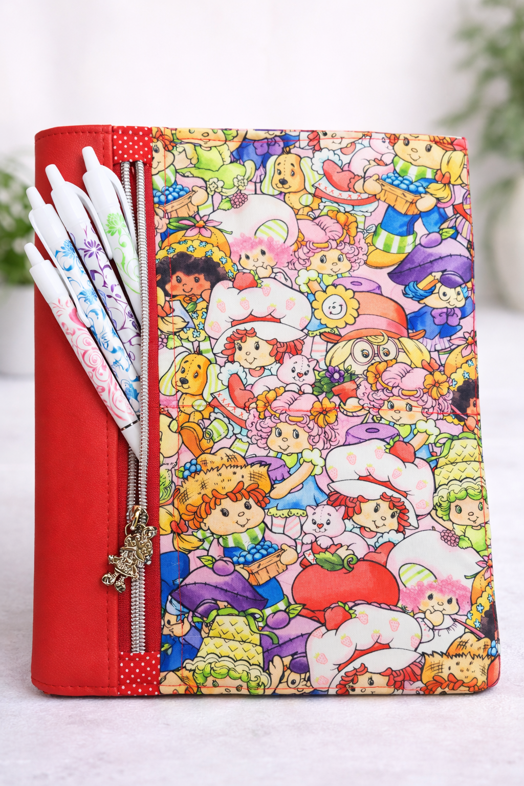Strawberry Friends Or Blueberry Muffin Notebook Cover Zipper Front Pocket Two Sizes
