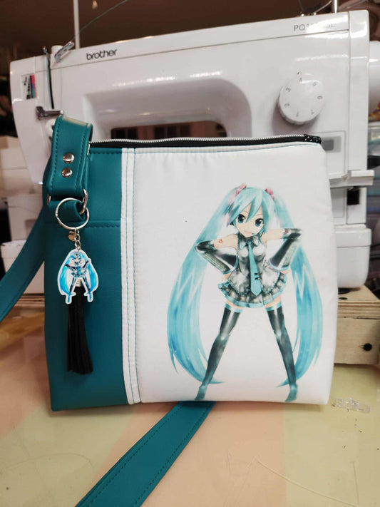 Hatsune Miku, Anime, Maker Hikoshiki, Hatsune Mix, Sublimation, Crossbody Bag, Custom Handmade to order, Christmas gift , SewAdrienneY